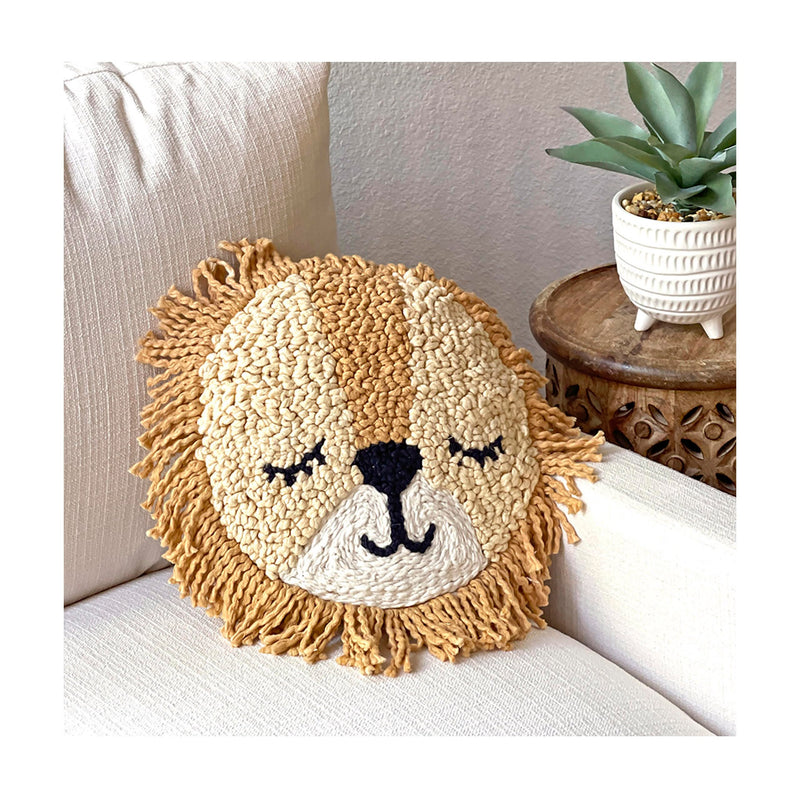 [Australia] - Crane Baby Pillow, Decorative Round Animal Pillow for Nursery and Toddler Rooms, Lion, 12" x 12" 