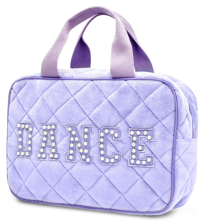 iscream 12.25" x 8.25" Quilted Plush Double Handle Zippered Cosmetic Bag - Dance Pearl