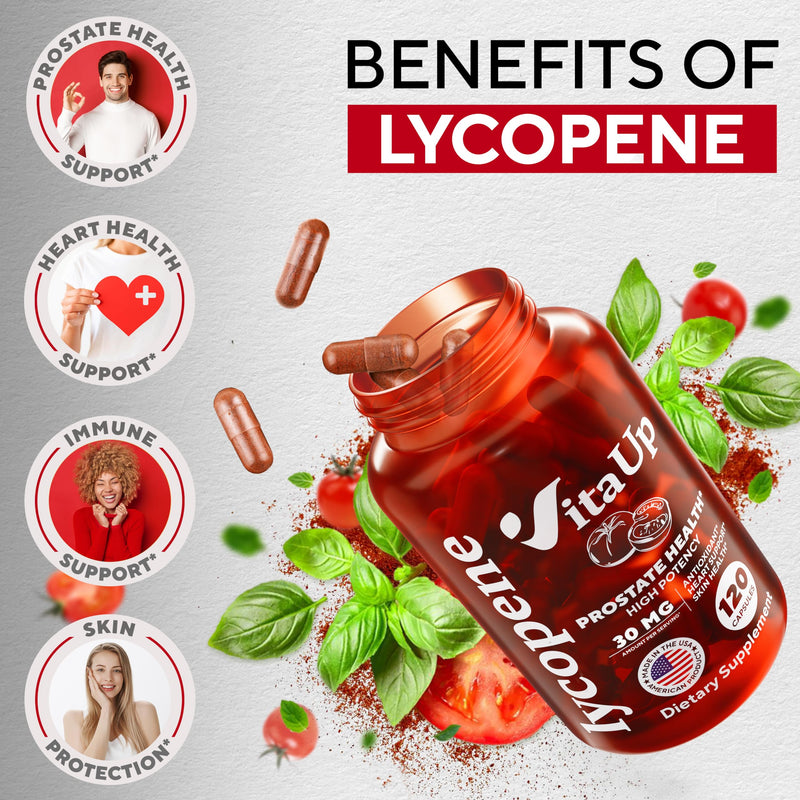 [Australia] - Lycopene Supplement - USA Made Lycopene 30mg - Vegan Lycopene Powder Capsules - Prostate Support Supplement for Men's Health - Lycopene Supplements for Heart Health & Immune Support - 120 Count 120 Count (Pack of 1) 