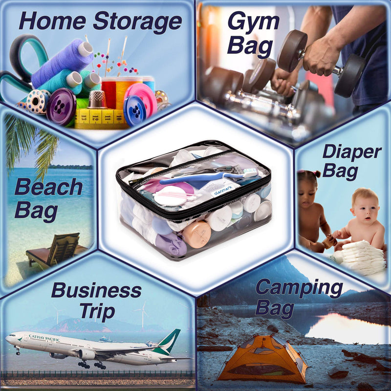 Clear Compression Packing Cubes 3 Set - Clear Toiletry Bag - PVC Makeup Bag - Large Transparent Cosmetic Travel Case