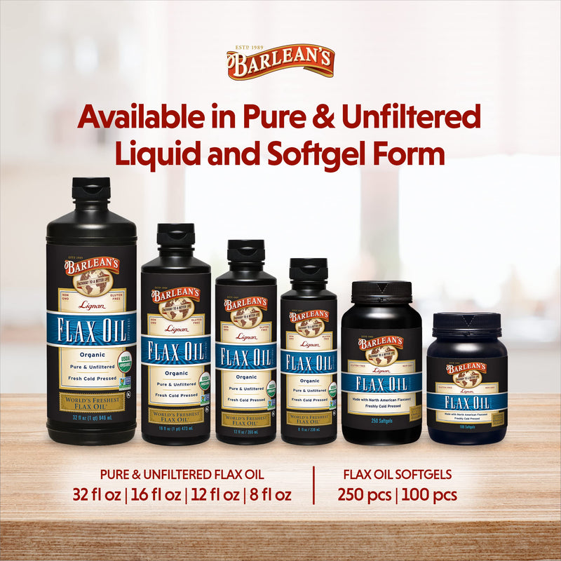 [Australia] - Barlean's Lignan Flaxseed Oil Softgels, Cold-Pressed Flax Seed Supplement with 1,550 mg ALA Omega-3 Fatty Acids for Joint & Heart Health, 1000mg, 250 ct 250 Count (Pack of 1) 