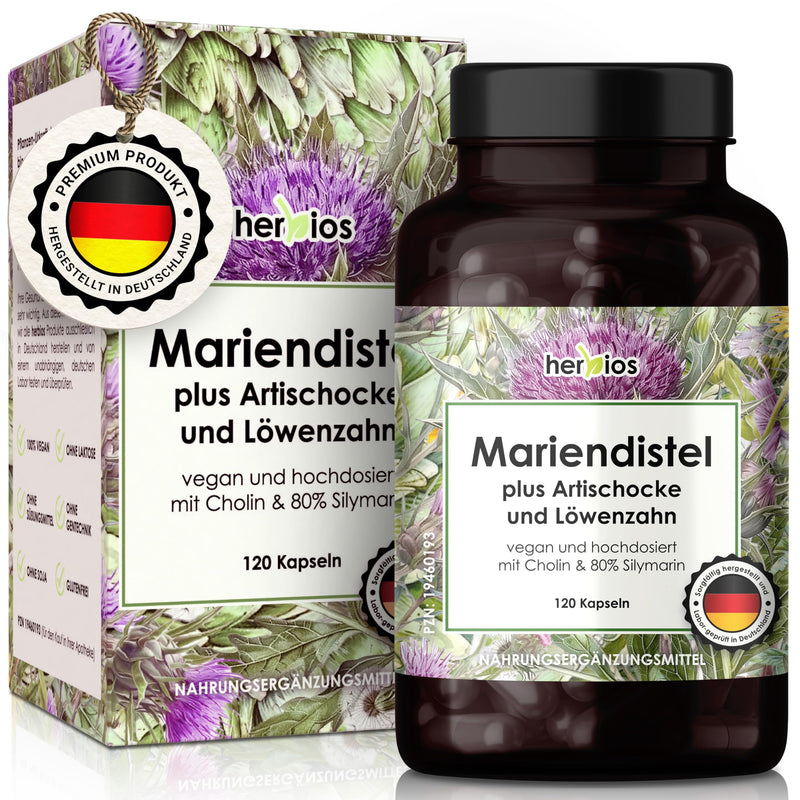 [Australia] - Milk thistle artichoke dandelion liver treatment - 120 capsules for 4 months - high-dose complex with choline, cynarin and 80% silymarin - vegan and without additives 