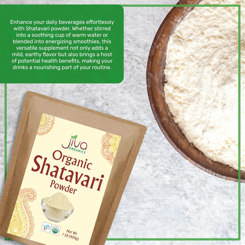 [Australia] - Jiva Organics Organic Shatavari Powder 1 Pound Bulk Bag - Asparagus racemosus - Pure Ayurvedic Herb 