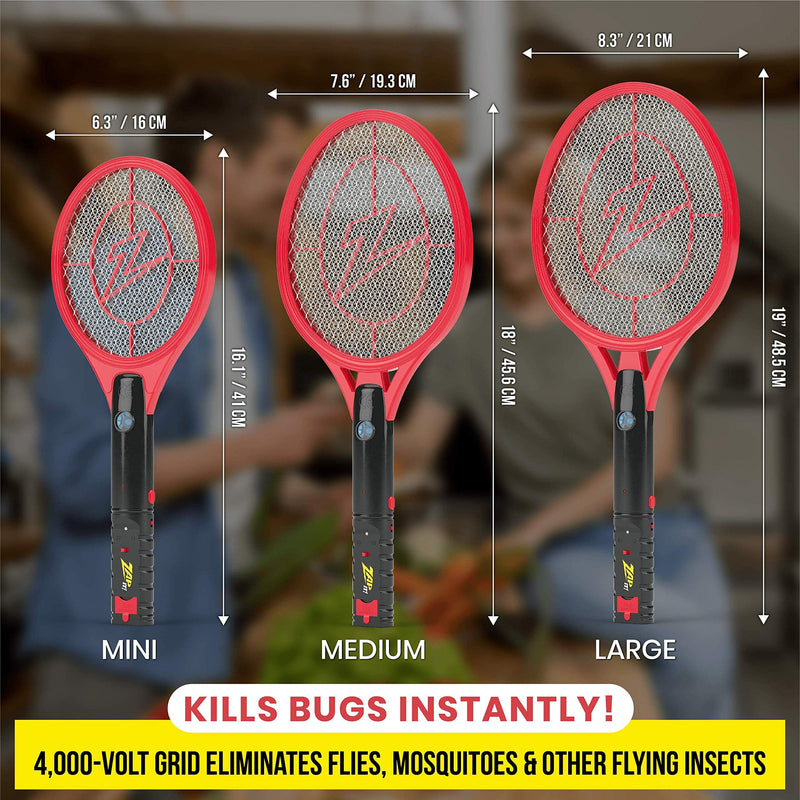 [Australia] - ZAP IT! Electric Bug Zapping Racket Mini - Rechargeable Bug Zapper Racket, 4,000 Volt Fly Swatter Electric Bug Zapper, USB Charging Cable - Red 