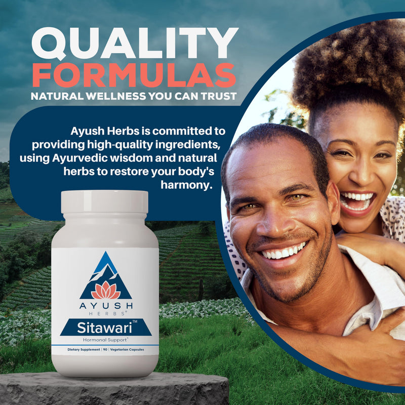 [Australia] - Ayush Herbs Sitawari - Shatavari Capsules for Women, Shatavari Root Supplement, Hormone Balance for Women, Natural Female Reproductive Support - 90 Vegetarian Capsules (1 Count) 