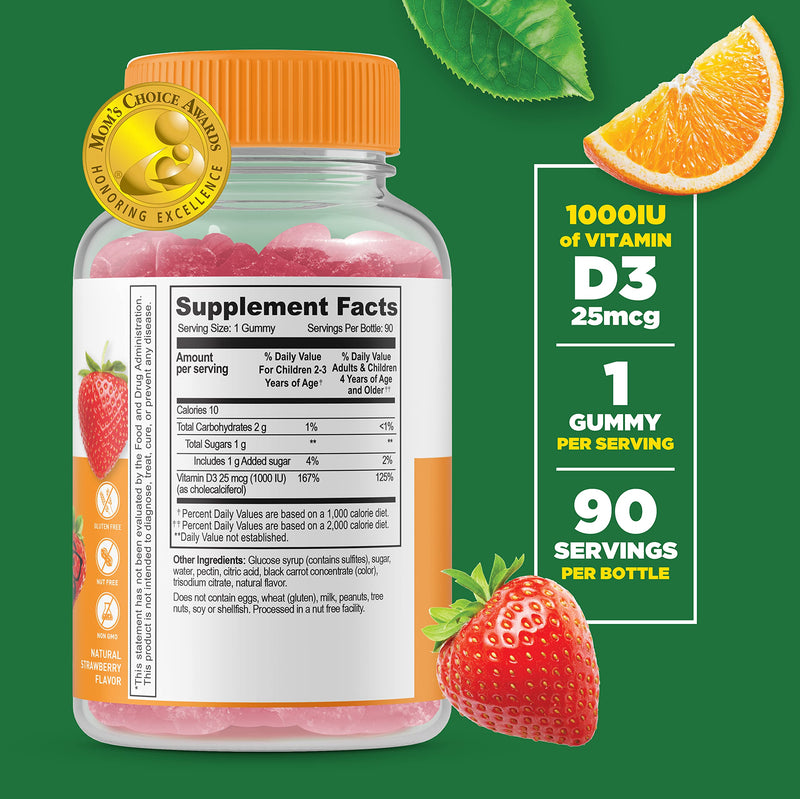 Lifeable Calcium with Vitamin D Kids + Vitamin D Kids, Gummies Bundle - Great Tasting, Vitamin Supplement, Gluten Free, GMO Free, Chewable Gummy