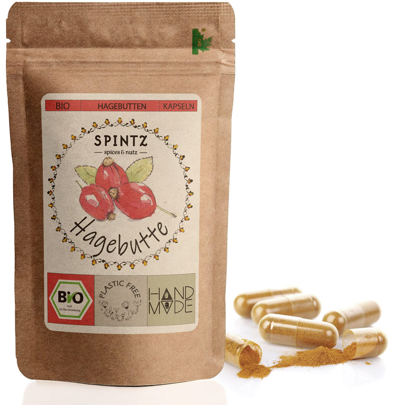 [Australia] - SPINTZ® 420 pieces. Organic rosehip capsules - vegan rosehip capsules high dosage - 500mg rosehip powder organic from organic farming - rosehip powder | plastic-free packaging 420 pieces (pack of 1) 