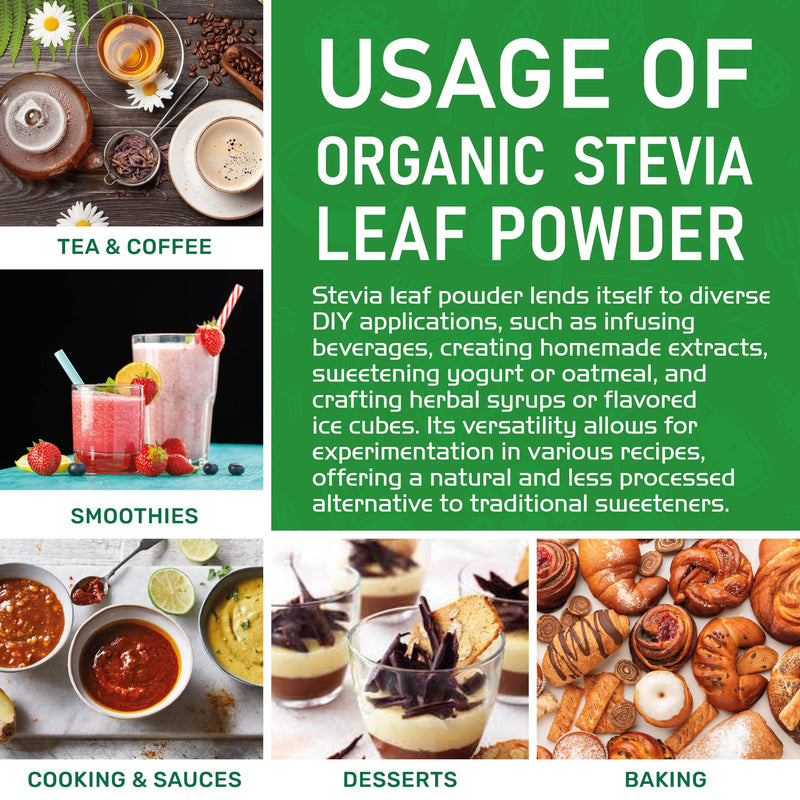 [Australia] - Jiva Organics Natural Unprocessed Stevia Leaf Powder 1 Pound Bulk Kraft Bag - Product of India - Green Color, Original Stevia Leaf Ground with no additives 