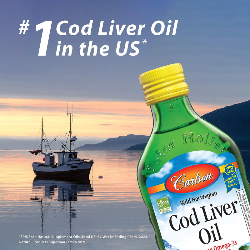 Carlson Cod Liver Oil Gems, Low Vitamin A, 230 mg Omega-3s, 300 Softgels | Norwegian; Wild Caught; Sustainably Sourced 1 Count (Pack of 300)