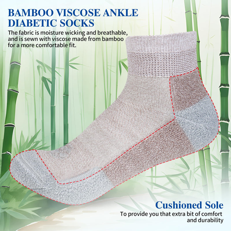 [Australia] - Diabetic Socks for Men,6 Pairs Ankle Mens Diabetic Socks,Diabetic Neuropathy Socks for Men 9-12 White a/Black a/Dark Grey a/Deep Grey a/Sandy Color a/Deep Blue a Large 