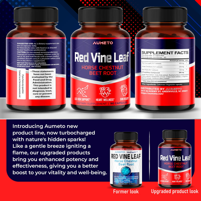 [Australia] - Red Vine Leaf Supplement with Horse Chestnut, Beetroot, Ginger - Natural Support for Vein Strength and Circulation Wellness- Made in The USA (90 Count (Pack of 1)) 90 Count (Pack of 1) 