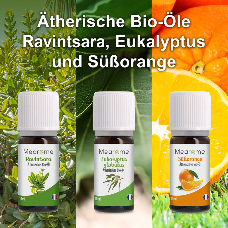 [Australia] - ESSENTIAL OILS SET ORGANIC Certified Fragrance Oil Pure 100% Natural, Aroma Diffuser Ravintsara Lavender Peppermint Oil Lemon Eucalyptus Oil Sweet Orange Oil Aromatherapy Gift Idea Massage Oils Gift Set Refill Set 