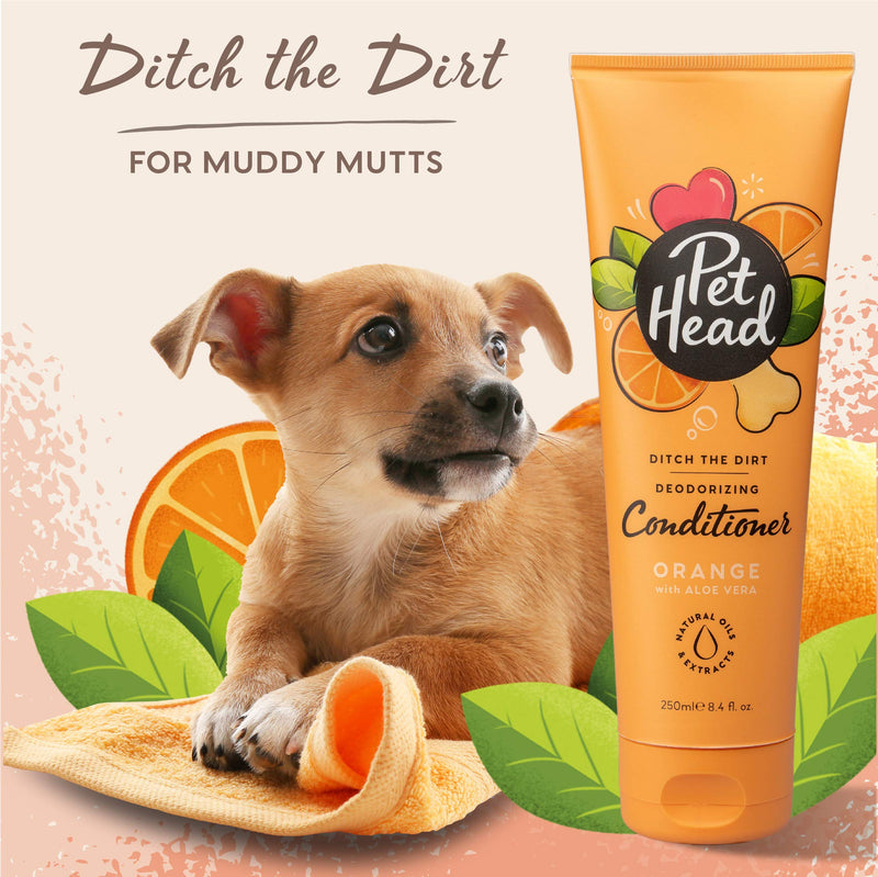 Pet Head Ditch The Dirt Dog Conditioner | Orange Scent | Deodorizing Conditioner for Smelly Dogs | Deep Cleans and Removes Odors | Vegan | Gentle Formula for Puppies | Made in USA | 8.4 fl. oz. - PawsPlanet Australia