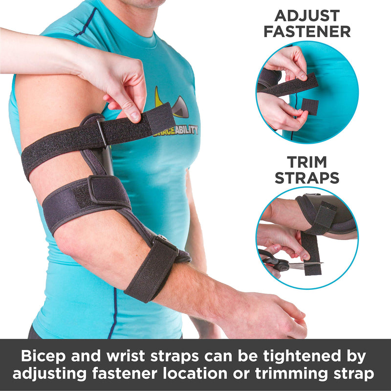 BraceAbility Cubital Tunnel Syndrome Elbow Brace | Splint to Treat Pain from Ulnar Nerve Entrapment, Hyperextended Elbow Prevention and Post Surgery Arm Immobilizer - L (LARGE/X-LARGE)