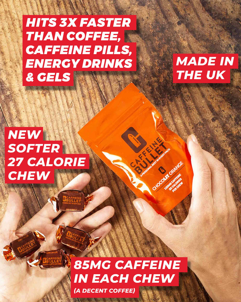 [Australia] - Caffeine Bullet 40 Chocolate Caffeine Chews. Each 85mg Caffeine - Chocolate Orange Energy Gummies: Kick Faster Than Energy gels for a Cycling, Endurance Sports & Stay Awake Chocolate Boost 1 Bag - 40 Caffeine Chews 