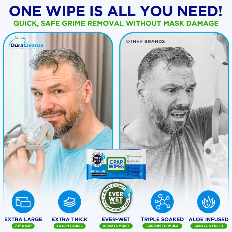 [Australia] - CPAP Mask Wipes - 150 Count Jumbo Pack + 6 Travel Sheets - Dura Cleanse Extra Large, Extra Moist Cleaning Wipes for Full Face, Nasal Masks Unscented Cleaner for CPAP Machine, Supplies and Accessories 156 Count (Pack of 1) 