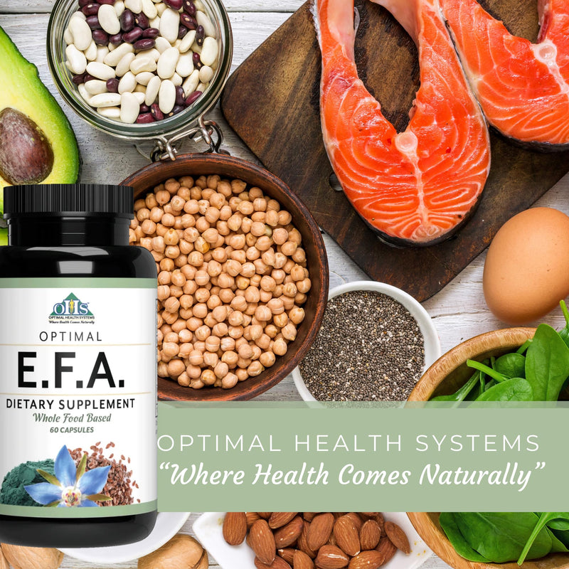 [Australia] - Optimal Health Systems EFA | 1,000 mg from Borage, Flaxseed, and Algae Oil | Safer, Plant-Based Blend | Essential Fatty Acid Supplement | 60 Capsules 