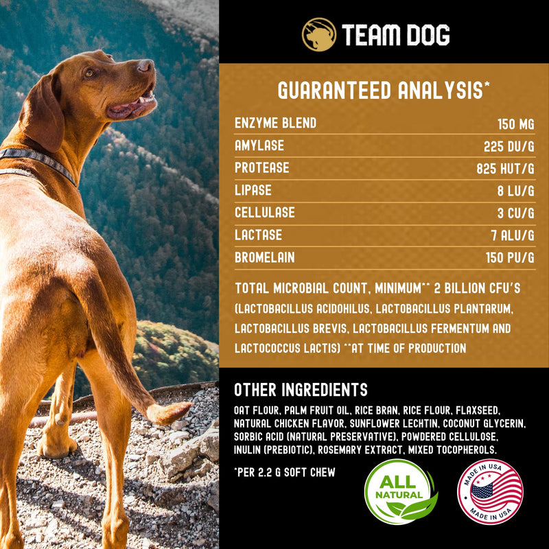 TEAM DOG Probiotic Chews for Dogs | Digestive Enzymes & Dog Probiotics for Yeast, Itchy Skin and Itchy Ears | for Allergies & Sensitive Stomachs | Promotes Digestive & Gut Health for Dogs | 120 Count - PawsPlanet Australia