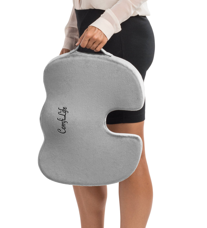 [Australia] - ComfiLife Premium Comfort Seat Cushion - Non-Slip Orthopedic 100% Memory Foam Coccyx Cushion for Tailbone Pain - Cushion for Office Chair Car Seat - Back Pain & Sciatica Relief (Gray) Gray 