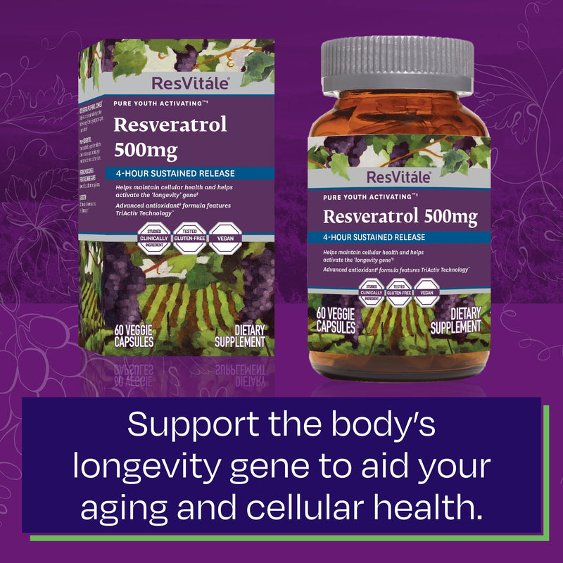 [Australia] - ResVitále Resveratrol 500 mg - Resveratrol Supplement for Men and Women - 60 Veggie Capsules 60 Count (Pack of 1) 