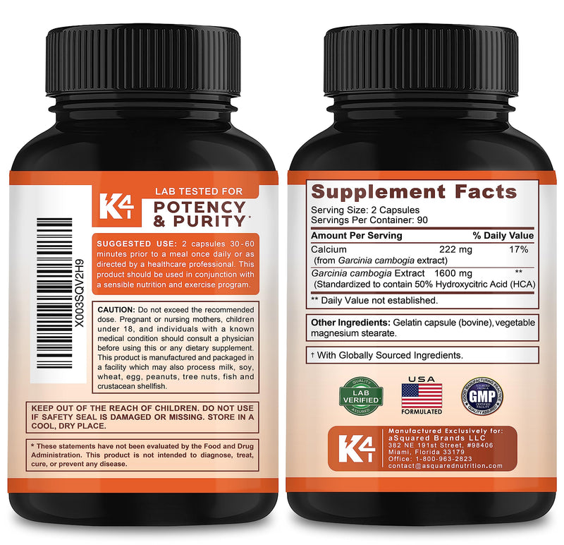 [Australia] - Garcinia Cambogia 1600 mg (180 Capsules) - Pure Natural Extract Supplement Pills - Standardized Garcinia Cambogia Alternative to Drops, Gummies, Liquid, Tea & Powder 