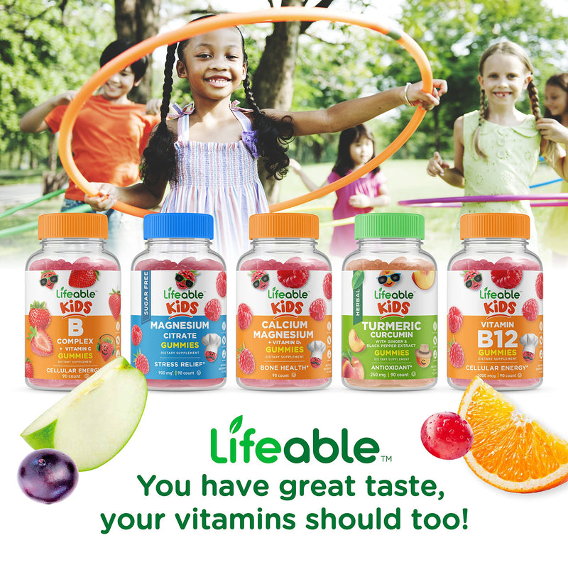 Lifeable Magnesium Kids + B Complex Kids, Gummies Bundle - Great Tasting, Vitamin Supplement, Gluten Free, GMO Free, Chewable Gummy