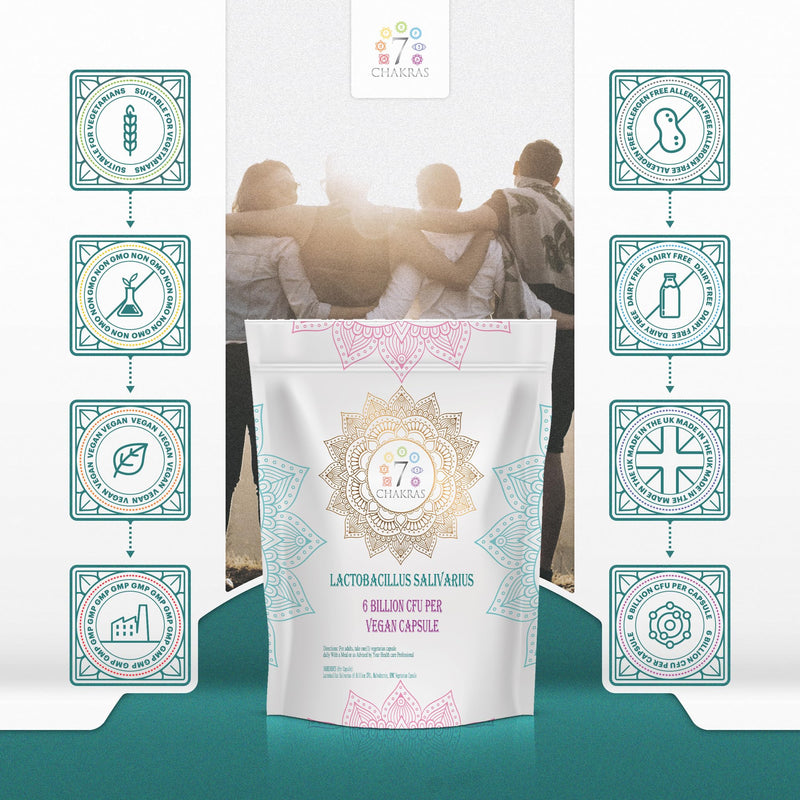 7C Lactobacillus Salivarius | 60 High Strength L Salivarius Capsules - 6B CFU L-Salivarius Probiotic per Serving | Lactobacillus-Salivarius Probiotic | Non-GMO Gluten & Allergen Free | Made in the UK 60 count (Pack of 1)