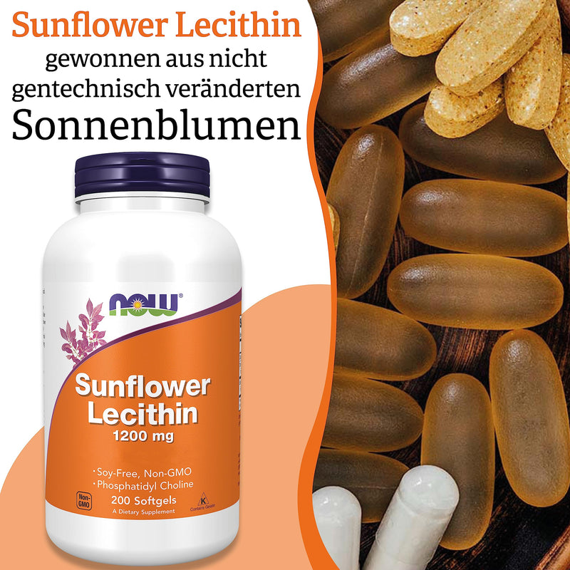 [Australia] - Now Foods, Sunflower Lecithin, 1,200 mg, 200 soft capsules, laboratory tested, gluten-free, soy-free 403.37 g (pack of 1) 