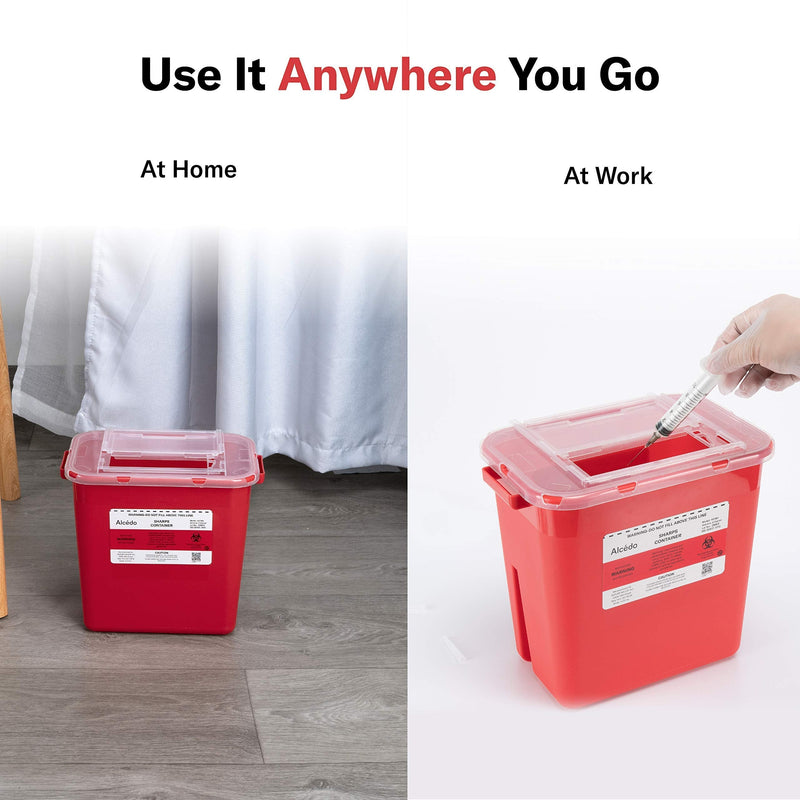 [Australia] - Alcedo Sharps Container for Home Use 2 Gallon (2-Pack) | Biohazard Needle and Syringe Disposal | Professional Medical Grade 
