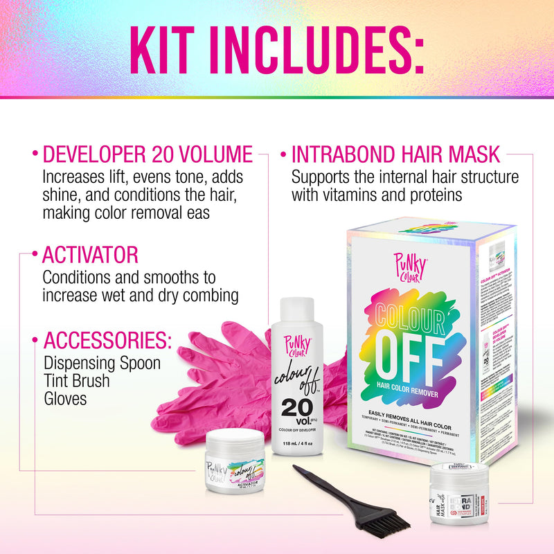 [Australia] - Punky Colour Off Hair Color Remover Kit - Hair Dye Remover, Safely Removes Semi Permanent Dye, and Permanent Colors, Color Removers for Dyed Hairs 