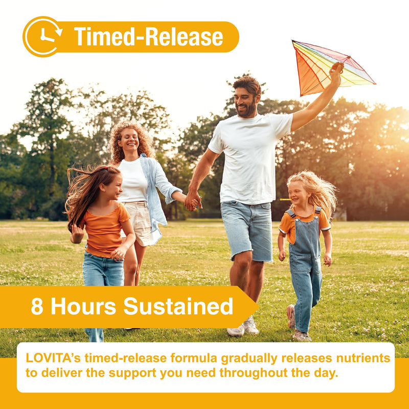 LOVITA Vitamin B1 (Thiamine) 50mg, Timed Release, 8 Hours Sustained, with Vitamin B12 100mcg, Support Metabolism & Nerve Health, 130 Vegan Tablet