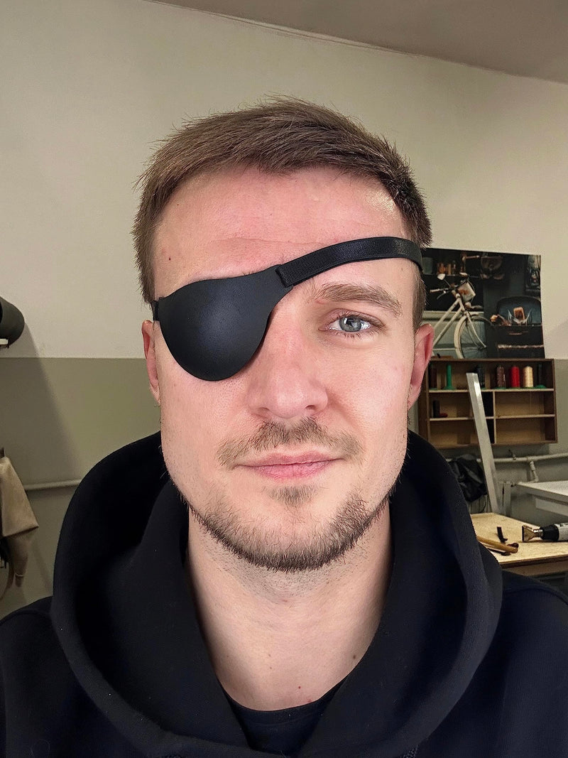 Leather Eye Patch, Eye Patch, Man Eye Patch, Woman Eye Patch, Slim Eye Patch, Eye patch (Black) Black