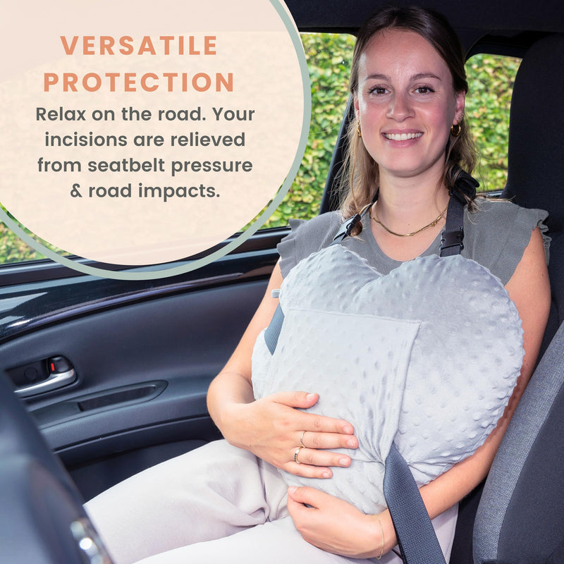 [Australia] - MOYOAMA Open Heart Surgery Pillow for Heart Surgery Recovery Gifts - After Bypass Surgery Must Haves, Gifts for Chest Surgery Recovery, Seatbelt Pillows for Post-Surgery, Shock Absorbing Chest Pillow Moonlight Grey Heart Pillow with Strap 