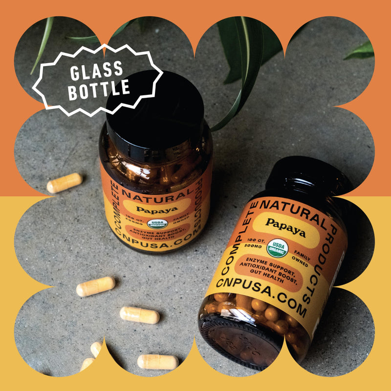 [Australia] - Complete Natural Products Organic Papaya Enzymes & Papain Enzyme Capsules - 500mg 100 Pills, Organic Papaya Powder Digestive Super Fruit Capsules 