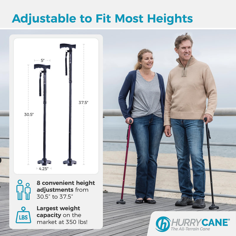 [Australia] - HurryCane HCANE-BK-C2 Freedom Edition Foldable Walking Cane with T Handle, Original Black 