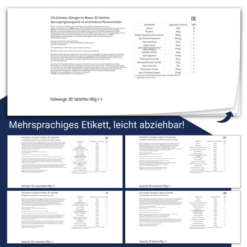 [Australia] - Life Extension Estrogen for Women - Estrogen for women - Herbal formula, 30 vegan tablets - With chasteberry & broccoli extract, monthly pack 