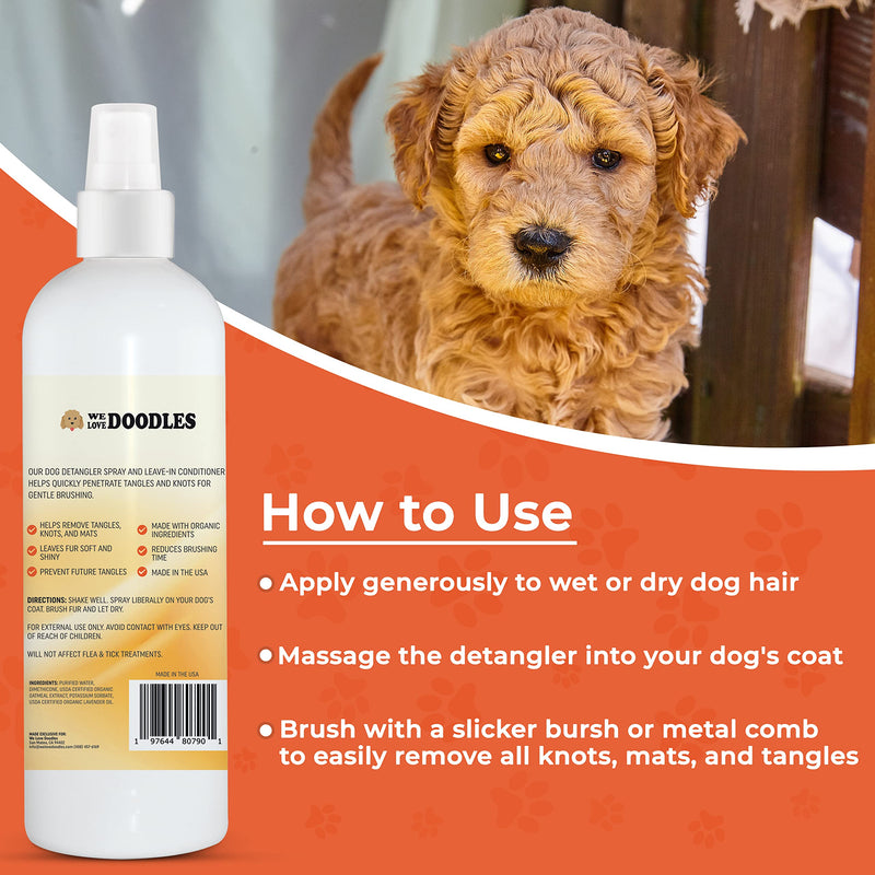We Love Doodles 4-in-1 Lavender Shampoo, Conditioner & Detangler Bundle - Grooming & Tangle Remover Spray (Mango) - Made in USA - PawsPlanet Australia