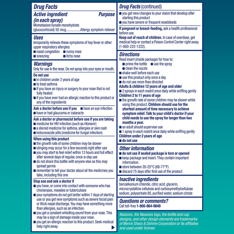 [Australia] - Nasonex 24Hr Allergy Nasal Spray - 60 Spray 60 Spray - Adult 