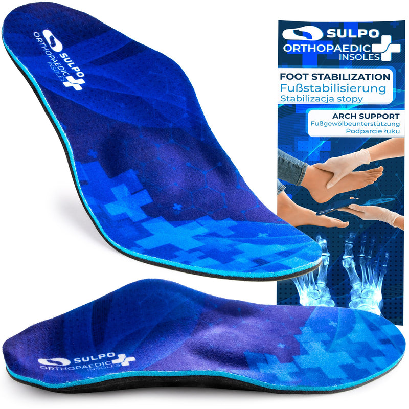 [Australia] - SULPO Orthopedic insoles for men and women, flat foot shoe sole, plantar fasciitis insoles for flat feet and heel spurs soles for sports and work shoes, sizes 43-45 43 - 45 EU 29.5 cm 