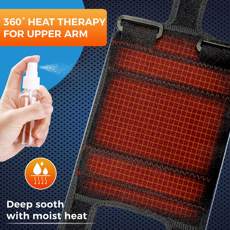sticro Upper Arm Heating Pad for Bicep Tendonitis Pain Relief, Heated Arm Wrap for Biceps & Triceps Muscle Strains, Adjustable Bicep Brace with 3 Heat & 5 Timers Settings for Men/Women (S/M) Small/Medium Black