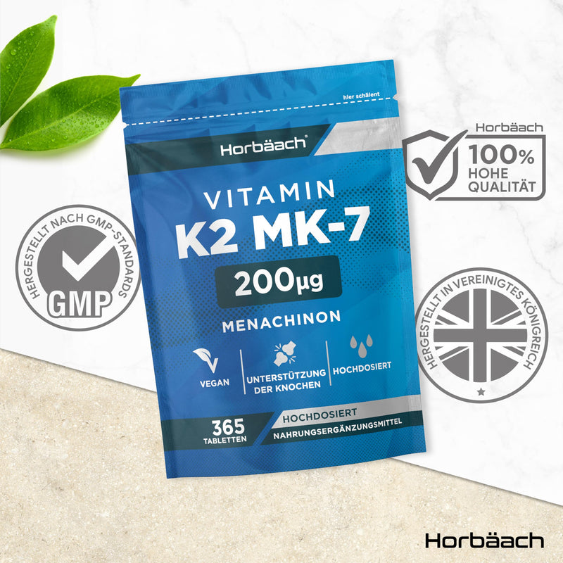 [Australia] - Vitamin K2 MK7 200ug | 365 Vegan Tablets | High-dose menaquinone MK-7 | by Horbaach 