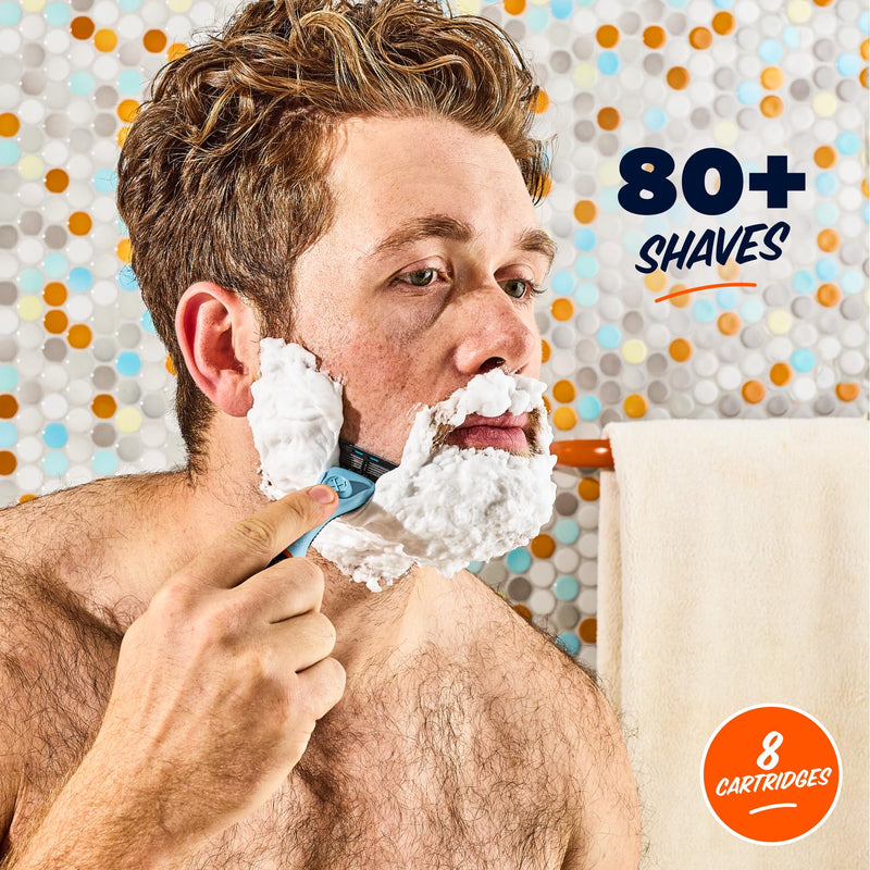 [Australia] - Dollar Shave Club | 4 Blade Razor Refills (8 Pack) | Swift Rinse Blades for Longer and Thicker Hair 8 Count (Pack of 1) 