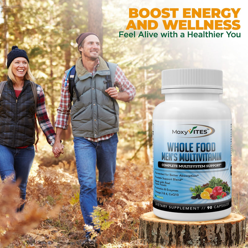 Methylated Mens Multivitamins - Daily Mens Vitamins with 44 Organic Whole Food - Multivitamin for Men with Iron & Fermented Nutrients - Vegan Daily Vitamin for Men with B-Complex, Probiotics, Omegas