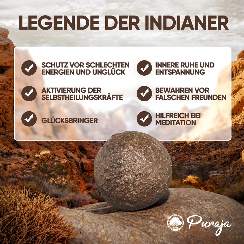 [Australia] - PURAJA Pair of Original Moqui Marbles with Certificate of Authenticity | Living stones in premium quality | Directly from the Hopi Indian area in the western USA (size M 18-22mm) M (2 pieces) 