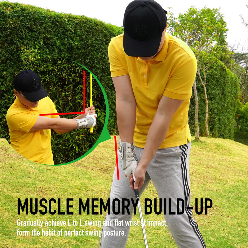 GAIARENA Golf Training Aid Wrist Hinge Trainer Brace, Effective Golf Swing Training Aids, Correct Wrist Angle Swing Posture & Develop Muscle Memory for Beginner【Patent Pending】 Gray [Left Handed Golfers] Medium