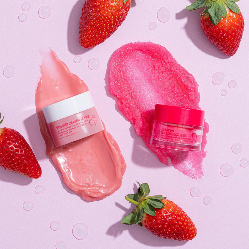 W7 Sweet Dreams Lip Scrub & Overnight Lip Mask Duo - 2Pcs Set - Strawberry Flavour - Exfoliate, Condition, Soothe & Hydrate 1 Count (Pack of 2)