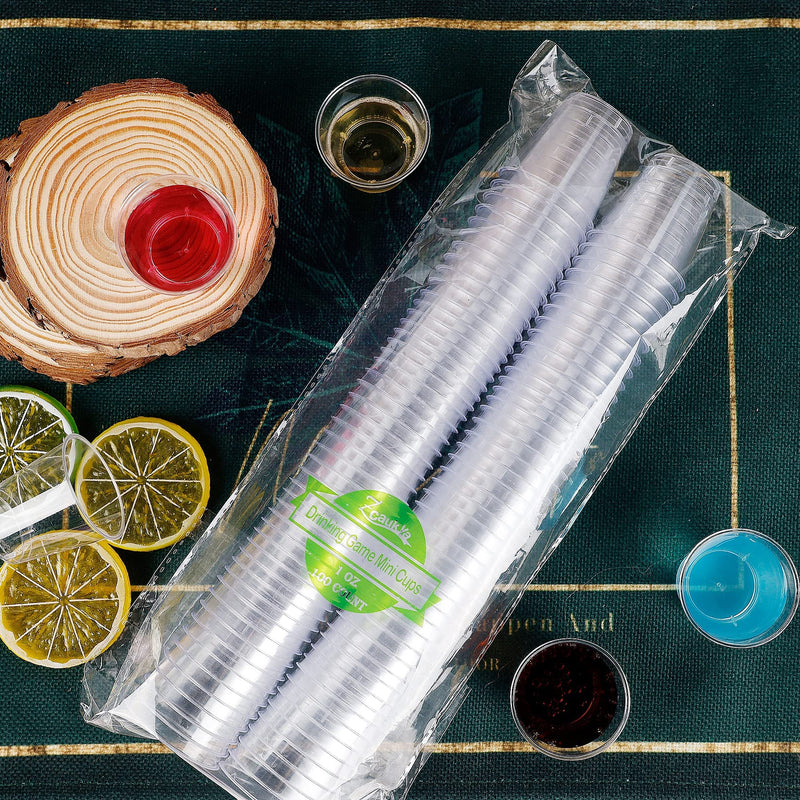 [Australia] - Zcaukya 100 Shot Glasses, 1oz Clear Plastic Disposable Hard Cups, Mini Cups Great Container for Sauce, Sample Tasting, Jello Shots, Pudding 