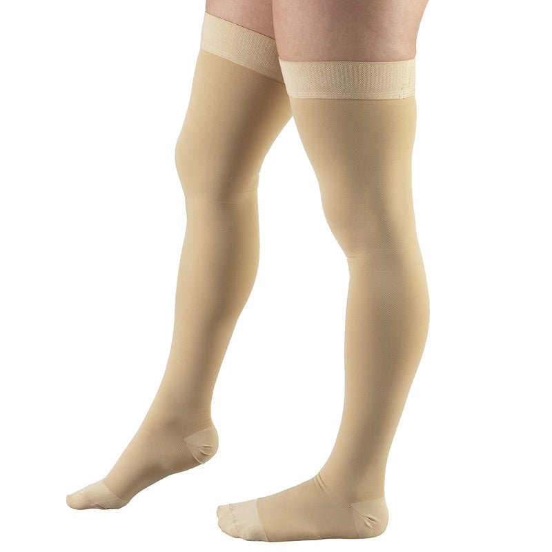 [Australia] - Truform 20-30 Mmhg Compression Stockings for Men & Women, Thigh High Length, Dot Top, Closed Toe, Beige, Medium Medium (1 Pair) 