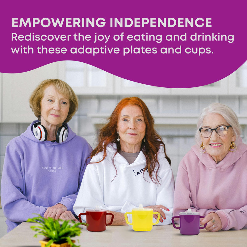 Compact 240ml Adult Sippy Cup with Dual Handles - Ideal for Limited Mobility, Handicapped, and Elderly Care - Assistive Sip Cups Cups for Elderly Care Drinking Mug/Drinking Cup/Non Spill Cup (Purple) Purple