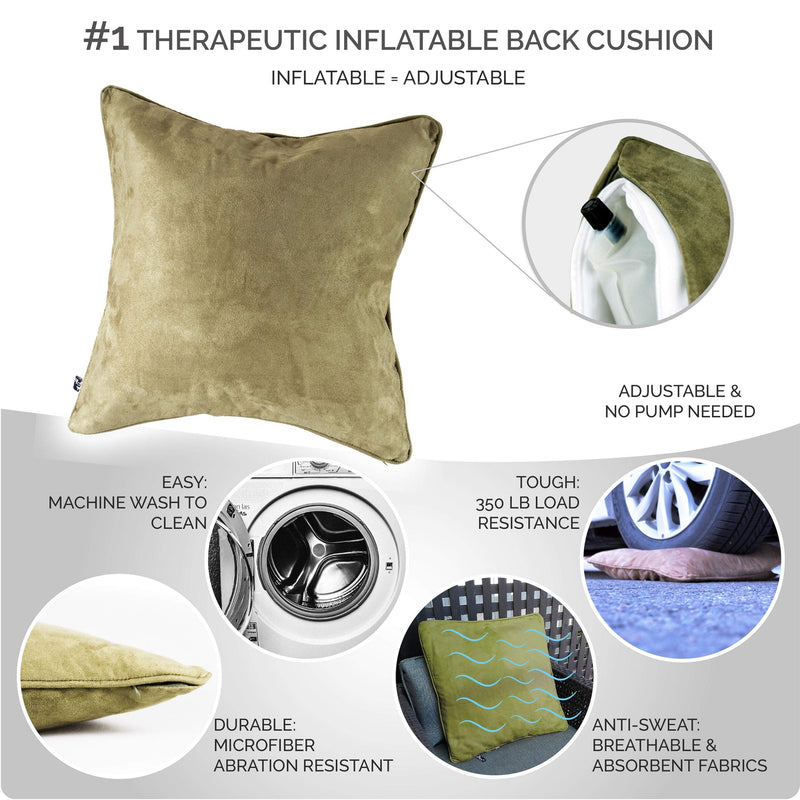 [Australia] - AJUVIA QiPillow - Pain Relieving Ergonomic & Orthopedic Back Lumbar & Posture Support Sitting Cushion for Chair, Couch, Bed | Versatile, Firm & Adjustable Orthopedic Seat Throw Pillow (Sage) 